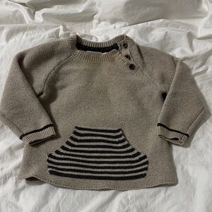 Zara Beige Knit Baby Sweater with Button Detail